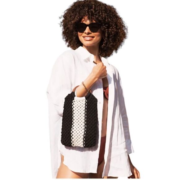 Laude The Label x Rachel Zoe Curateur Gabby Mini Macrame Wood Handle Bag NWT - Picture 13 of 13